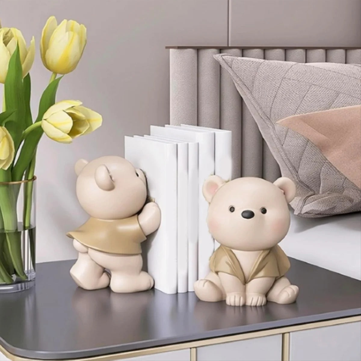 Bear Bookends Set Decorative Weighted Book Holders For Shelves And Desks
