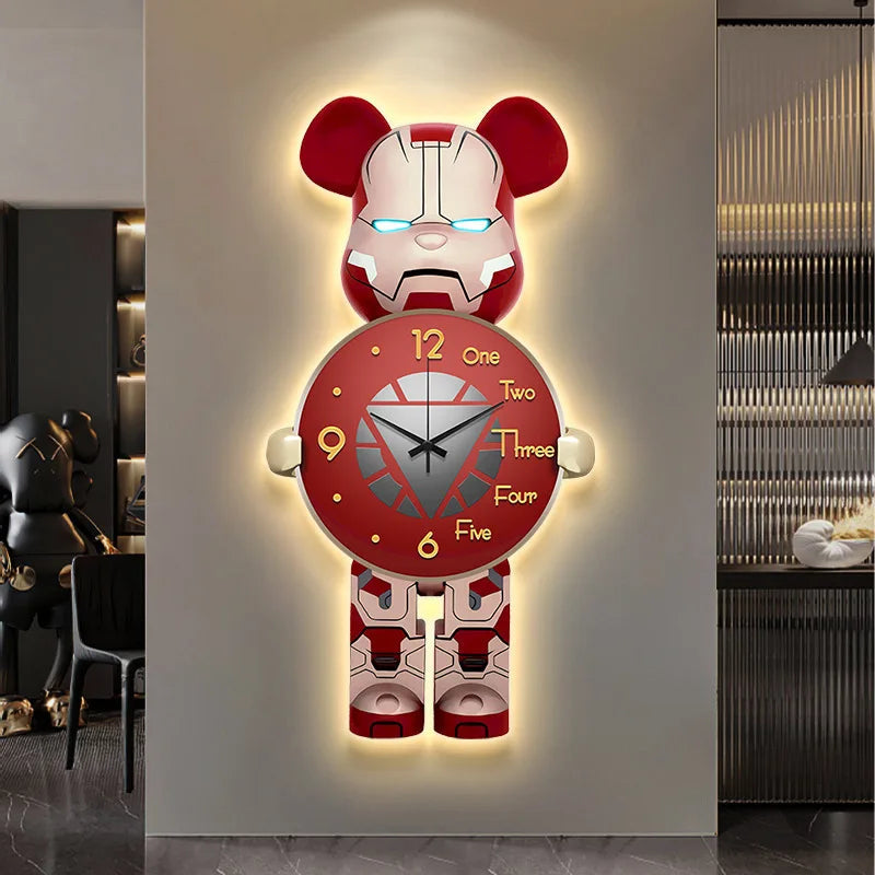 Bear Shaped Wall Clock Decorative Modern Animal Wall Clock for Living Room Home Decor