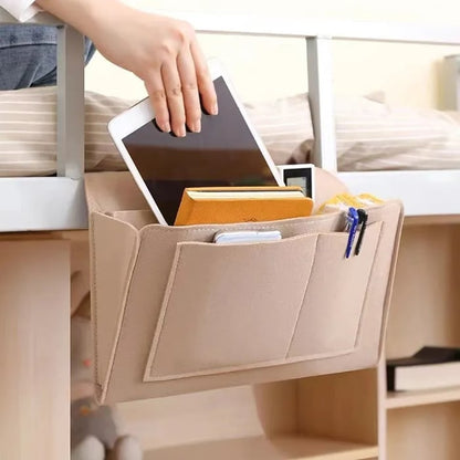 Bedside Hanging Felt Organizer Bed Caddy Storage Pocket for Phone Remote Books Glasses