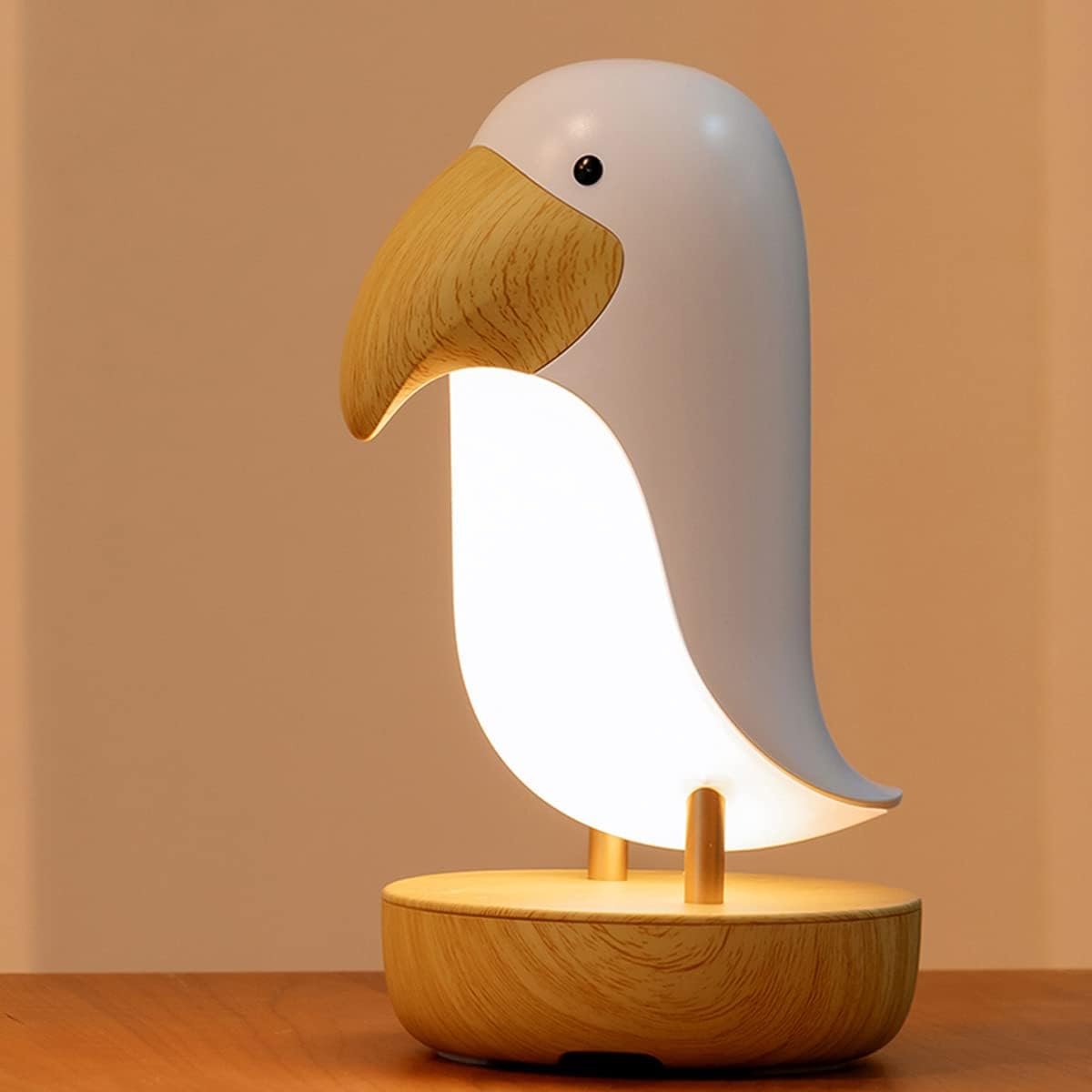 Bird Shaped Rechargeable Night Light with Push Button Control and Wireless Portable Design