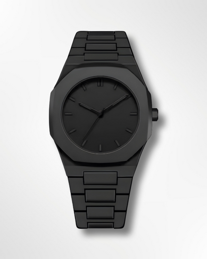Black Men's Luxury Watch Large Dial Waterproof Stainless Steel Wristwatch