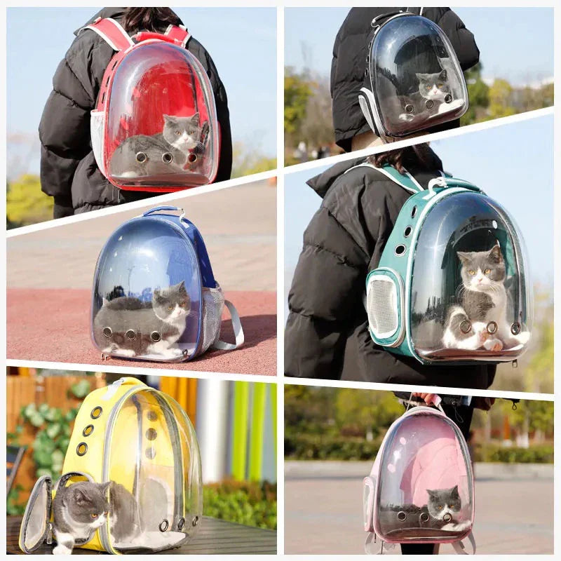 Breathable Pet Backpack Carrier Clear View Window Padded Shoulder Straps Travel Bag