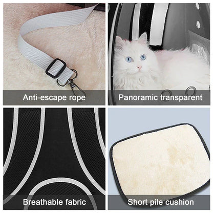 Breathable Pet Backpack Carrier Clear View Window Padded Shoulder Straps Travel Bag