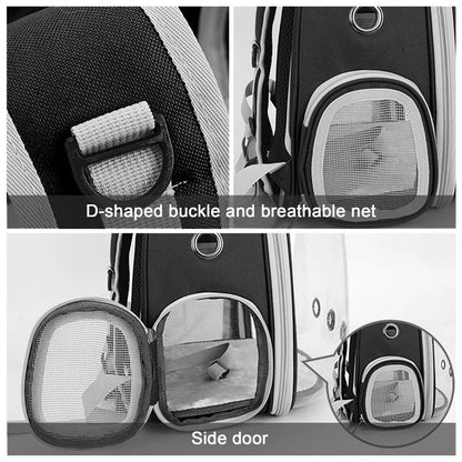 Breathable Pet Backpack Carrier Clear View Window Padded Shoulder Straps Travel Bag