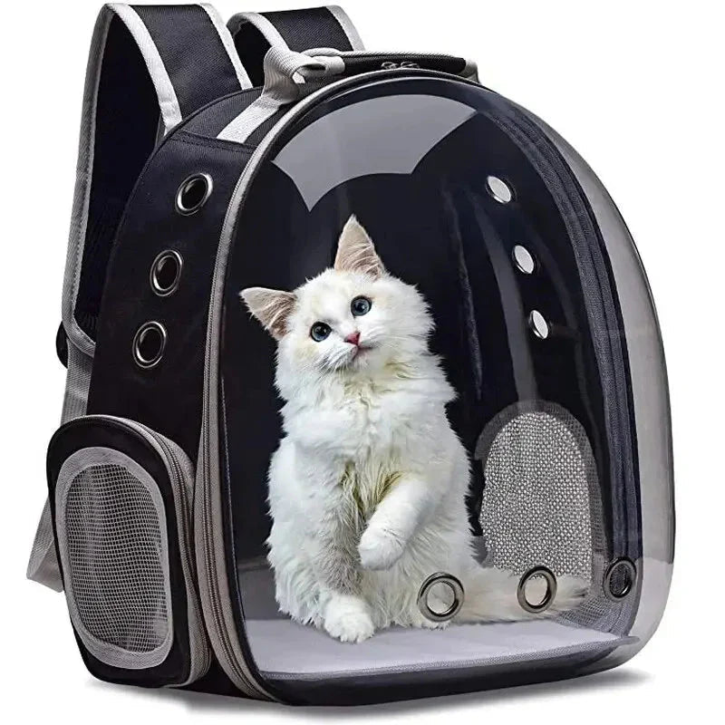 Breathable Pet Backpack Carrier Clear View Window Padded Shoulder Straps Travel Bag