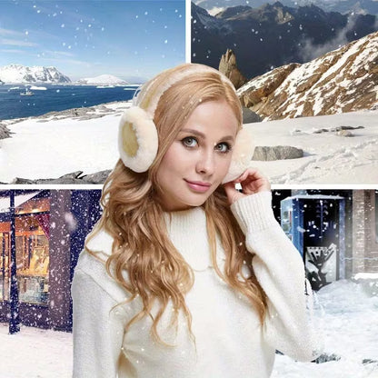 Brown Fluffy Ear Muffs Winter Ear Warmers Soft Lined Foldable Fit