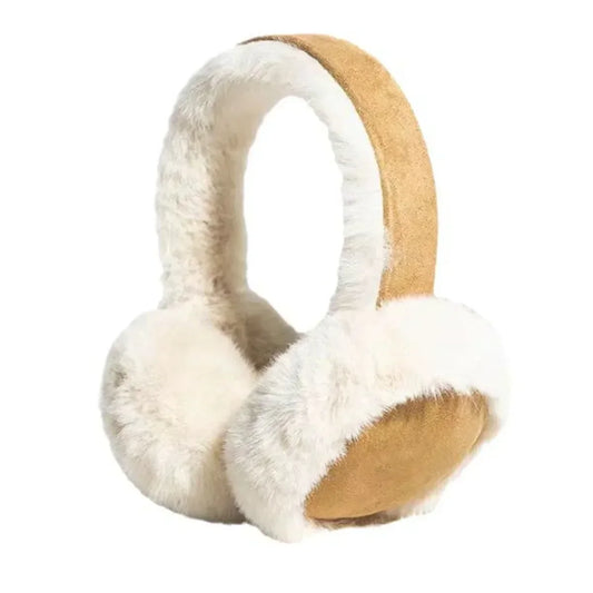 Brown Fluffy Ear Muffs Winter Ear Warmers Soft Lined Foldable Fit