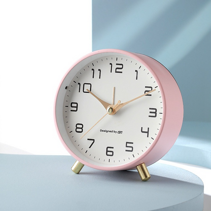 CalmTime Modern Silent Round Desk Clock for Bedroom Office and Living Room