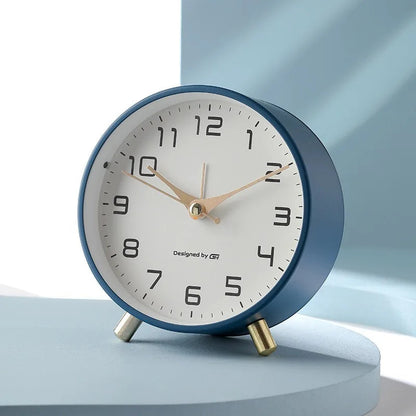 CalmTime Modern Silent Round Desk Clock for Bedroom Office and Living Room