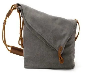 Canvas Shoulder Bag Leather Straps Vintage Casual Crossbody Messenger