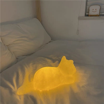 Cat Night Light Dreamy Wireless Touch Lamp Silicone Bedroom Decor Cute