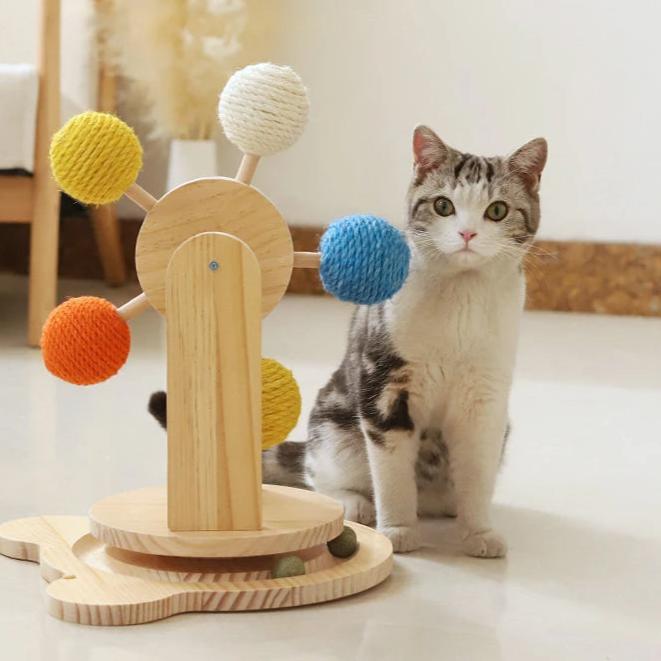 Cat Scratching Toy with Ferris Wheel Design Rope Scratcher Interactive Cat Toy