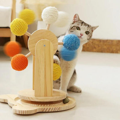 Cat Scratching Toy with Ferris Wheel Design Rope Scratcher Interactive Cat Toy