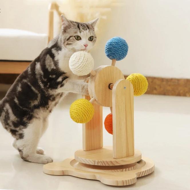 Cat Scratching Toy with Ferris Wheel Design Rope Scratcher Interactive Cat Toy