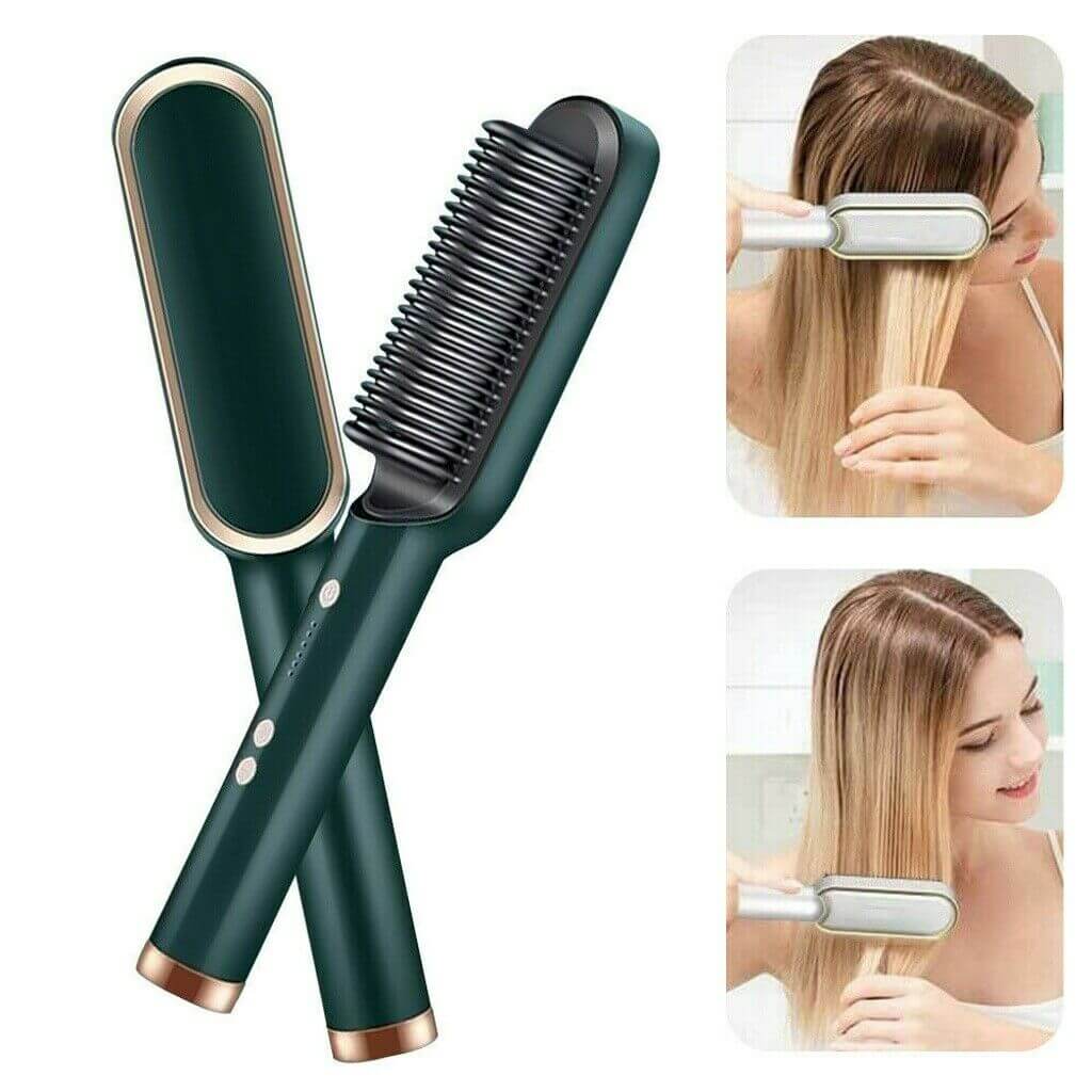 Ceramic Hair Straightening Brush Electric Heated Brush for Smooth Frizz Free Hair
