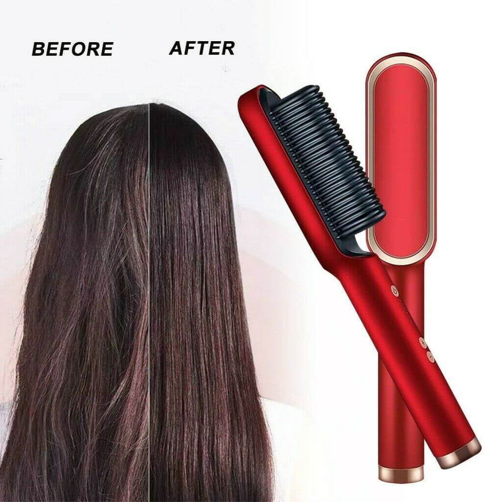 Ceramic Hair Straightening Brush Electric Heated Brush for Smooth Frizz Free Hair