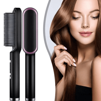 Ceramic Hair Straightening Brush Electric Heated Brush for Smooth Frizz Free Hair