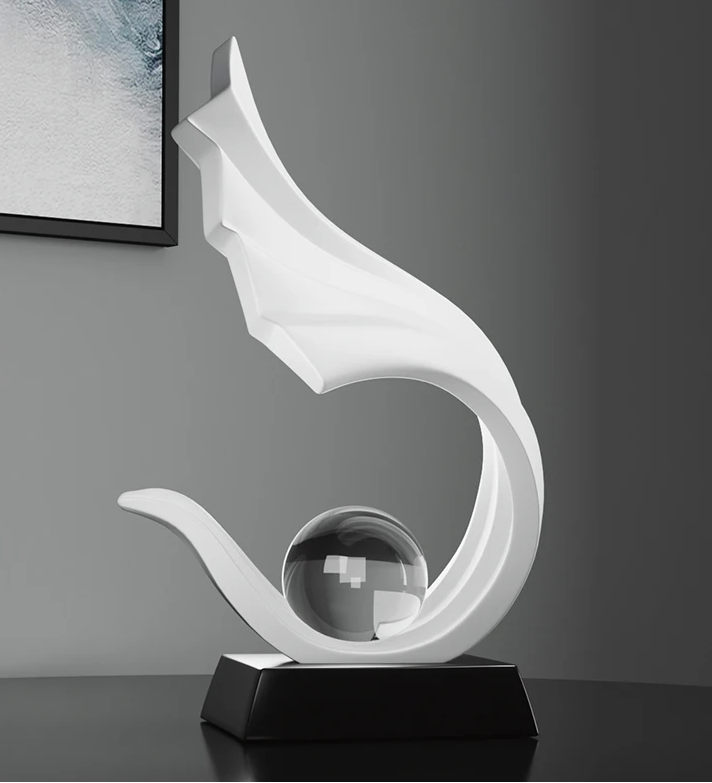 Clear Sphere Sculpture Modern Decorative Base Display Accent