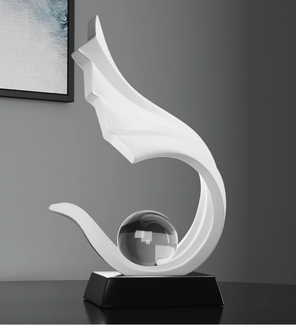 Clear Sphere Sculpture Modern Decorative Base Display Accent