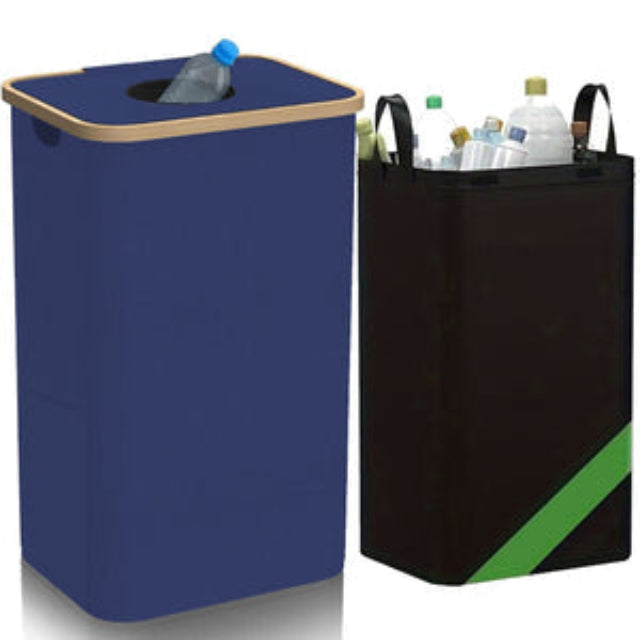 Collapsible Recycling Bin Lidded Storage Box Foldable Waste Sorting Container Carry Handles