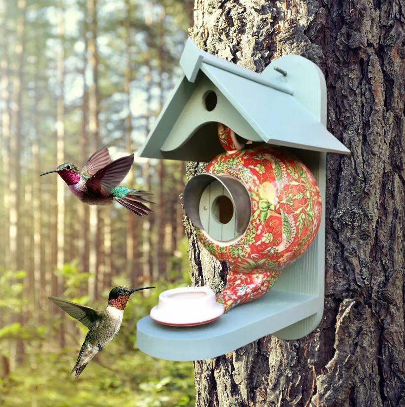 Colourful Birdhouse Decorative Garden Nesting House for Outdoor Use