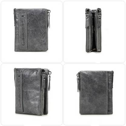 Compact Double Zipper Wallet for Women Slim Card Holder Coin Purse Small Zipper Wallet