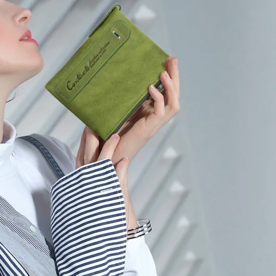 Compact Double Zipper Wallet for Women Slim Card Holder Coin Purse Small Zipper Wallet
