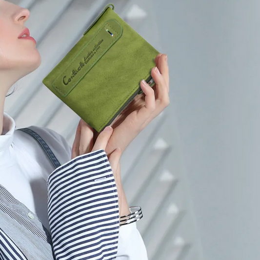 Compact Double Zipper Wallet for Women Slim Card Holder Coin Purse Small Zipper Wallet