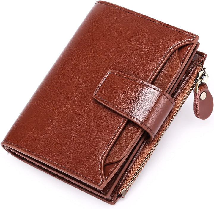 Compact RFID Blocking Zipper Wallet Slim Multifunction Card Holder Coin Purse Small Travel Wallet