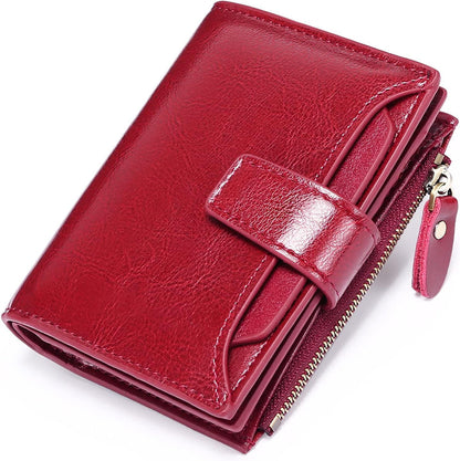 Compact RFID Blocking Zipper Wallet Slim Multifunction Card Holder Coin Purse Small Travel Wallet