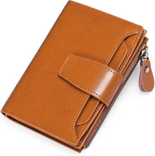 Compact RFID Blocking Zipper Wallet Slim Multifunction Card Holder Coin Purse Small Travel Wallet