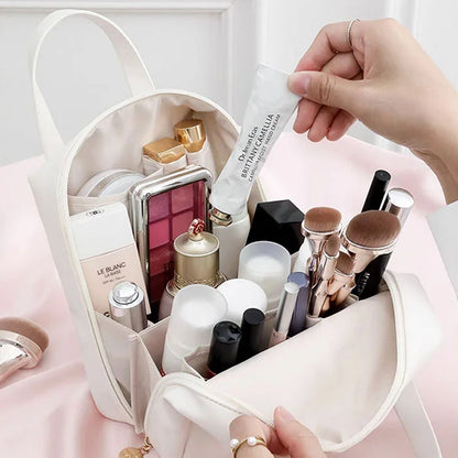 Compact Travel Toiletry Bag with Fold Out Design Portable Makeup Organizer Storage Pouch