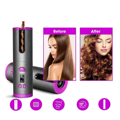 Cordless Automatic Hair Curler Rechargeable Ceramic Curling Iron