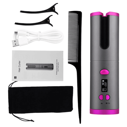 Cordless Automatic Hair Curler Rechargeable Ceramic Curling Iron