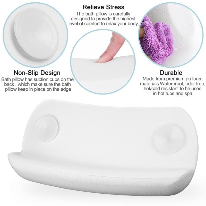 CozySoak Bath Pillow for Bathtub Soft Neck and Head Support Waterproof Quick Dry