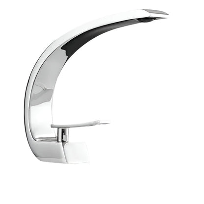 Crescent-Shaped Silver Shower Mixer Tap Modern Slim Bathroom Valve Ceramic Cartridge