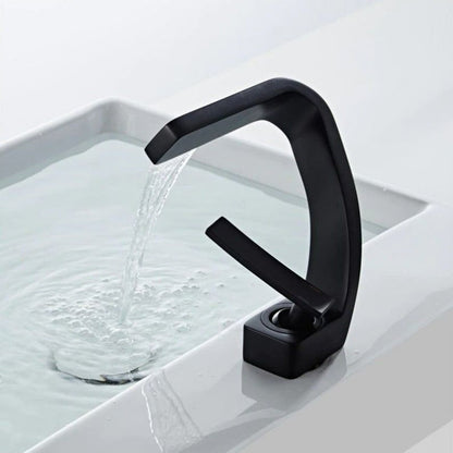 Curved Bathroom Sink Faucet Single Handle Modern Basin Mixer Tap