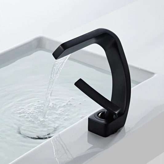 Curved Bathroom Sink Faucet Single Handle Modern Basin Mixer Tap