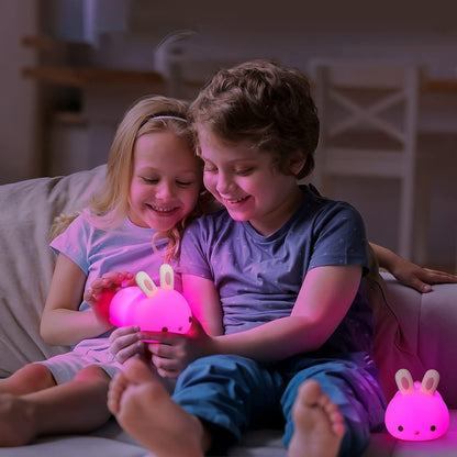 Cute Bunny Night Light for Kids Color Changing LED Touch Lamp Rechargeable