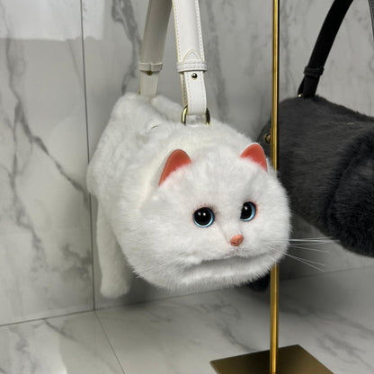 Cute Cat Handbag Large Capacity Zipper Shoulder Bag Casual Fashion Tote
