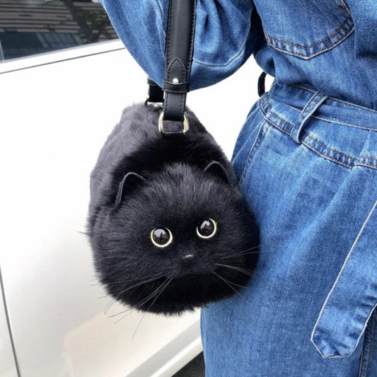 Cute Cat Handbag Large Capacity Zipper Shoulder Bag Casual Fashion Tote