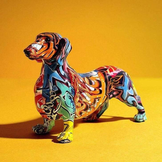 Dachshund Dog Sculpture Decorative Dog Statue Artistic Home Decor Ornament
