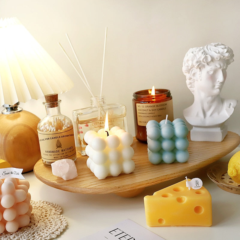 Decorative Bubble Cube Candle Soy Wax Aromatherapy Home Decor Gift