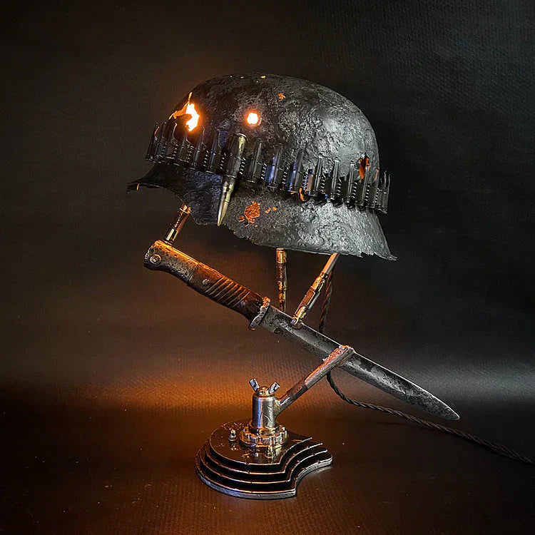 Decorative Resin Helmet Lamp Unique LED Desk Table Light for Home Office Shelf Decor