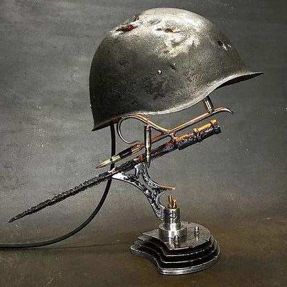 Decorative Resin Helmet Lamp Unique LED Desk Table Light for Home Office Shelf Decor