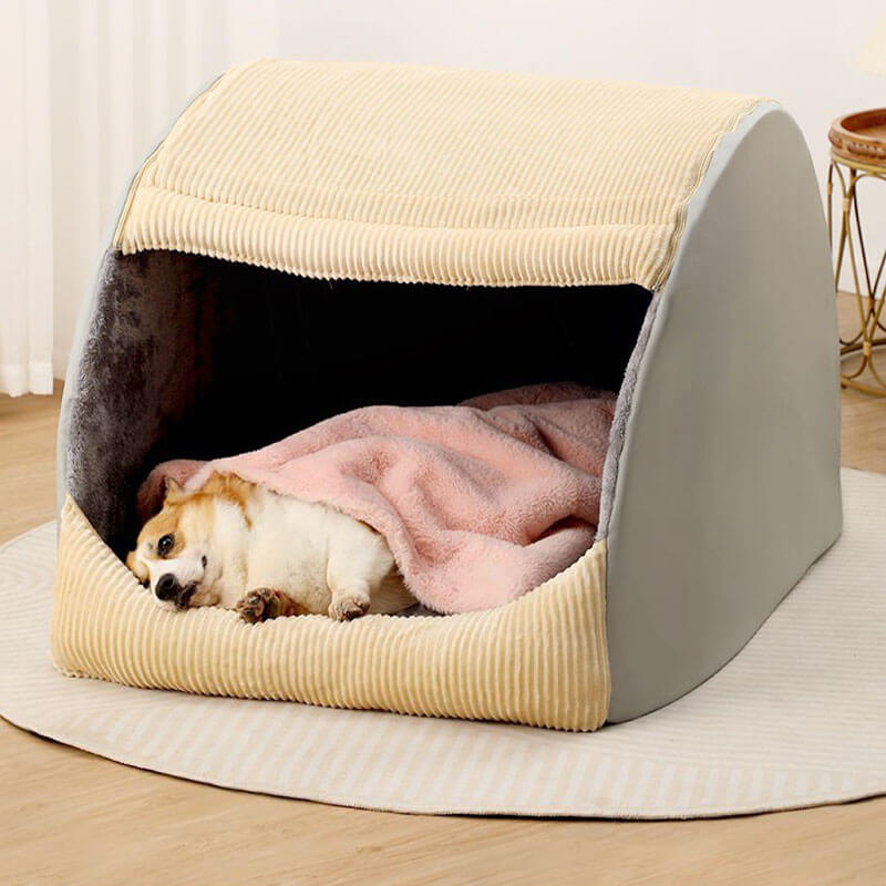 Detachable Dog Tent Bed Enclosed Design Washable Foldable Pet House Indoor Portable