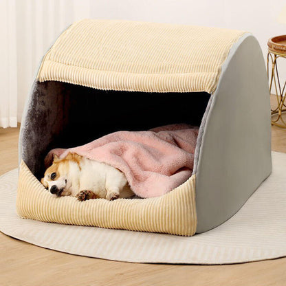 Detachable Dog Tent Bed Enclosed Design Washable Foldable Pet House Indoor Portable