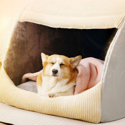 Detachable Dog Tent Bed Enclosed Design Washable Foldable Pet House Indoor Portable