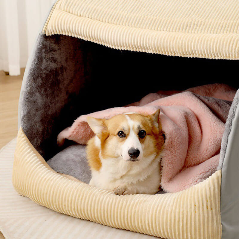 Detachable Dog Tent Bed Enclosed Design Washable Foldable Pet House Indoor Portable