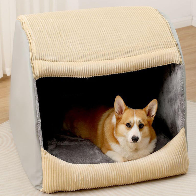 Detachable Dog Tent Bed Enclosed Design Washable Foldable Pet House Indoor Portable